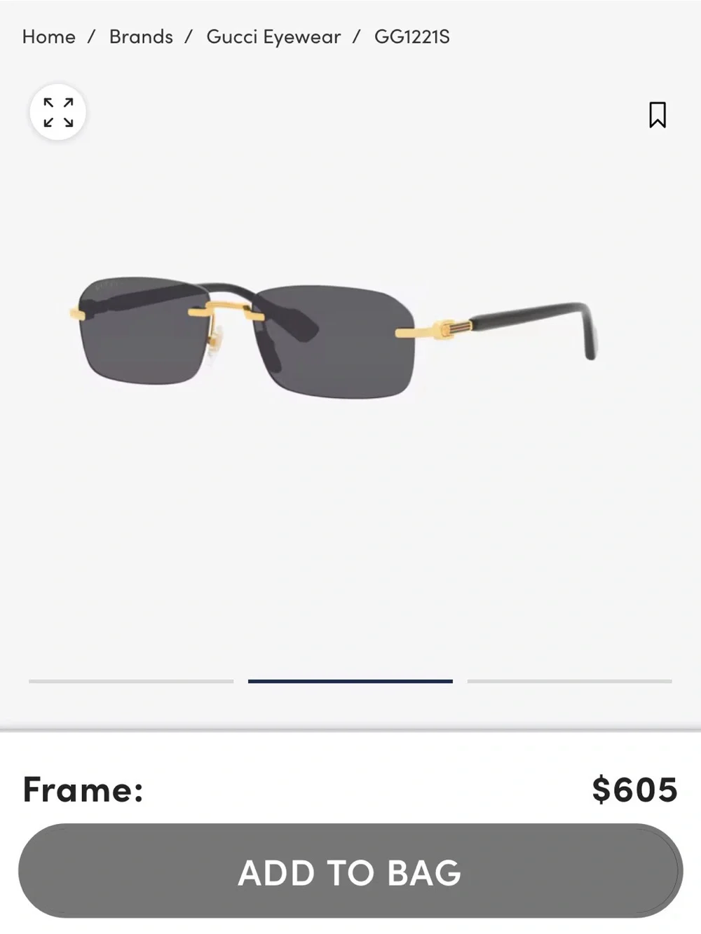 Gucci Men’s Rimless Sunglasses - Black and Gold